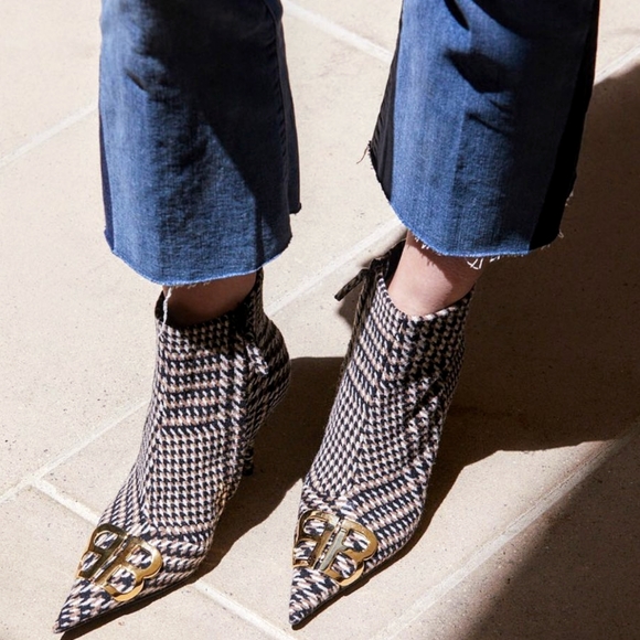 NIB💯Balenciaga🔥BB Knife Houndstooth Logo Boots - Picture 12 of 12